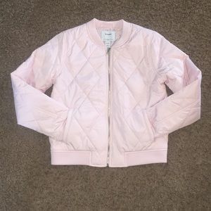 girls pink, light weight bomber style jacket.